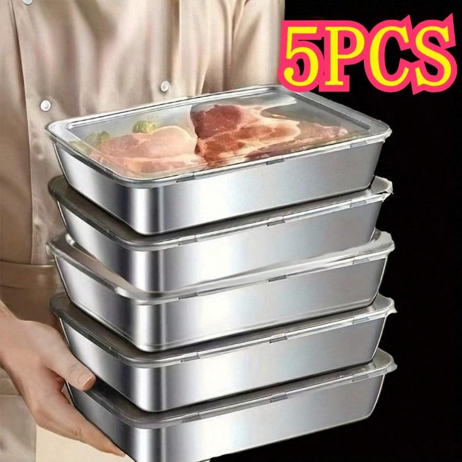 Food Storage Oven Safe - 5'li Paket, Sızdırmaz, Yüksek Kaliteli Paslanmaz