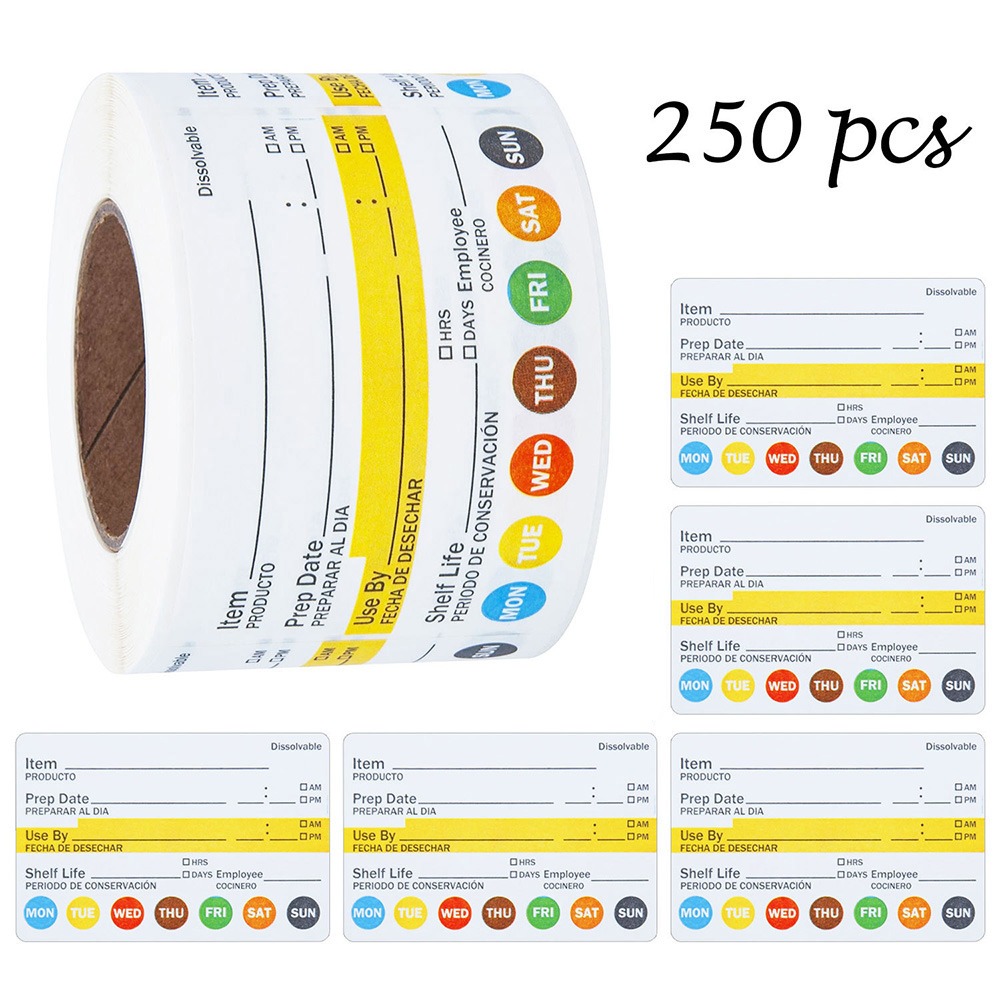 Food Storage Labels - 250/300 adetlik, çok amaçlı, su geçirmez,
