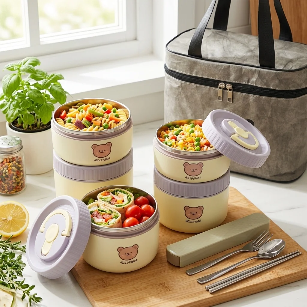 Food Storage Oven Safe - 304 Paslanmaz Çelik Termal Öğle Yemeği